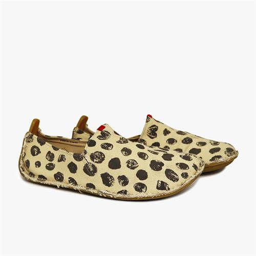 Vivobarefoot ABABA CANVAS DOTS Slip On Kadın Bej Rengi | 6531-GEYCO