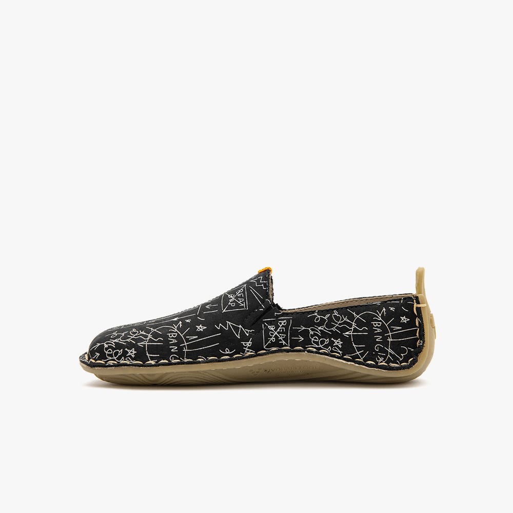 Vivobarefoot Ababa Basquiat Slip On Çocuk Siyah | 1257-TBJZA