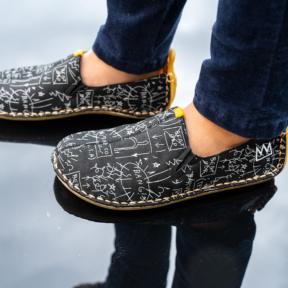 Vivobarefoot Ababa Basquiat Slip On Çocuk Siyah | 1257-TBJZA