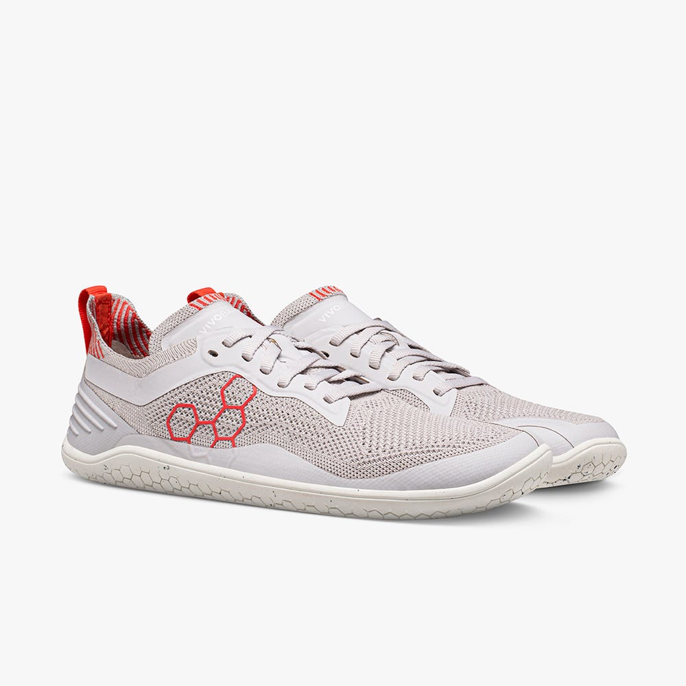 Vivobarefoot Geo Racer Knit Koşu Ayakkabısı Erkek Gri | 7168-DMRAH