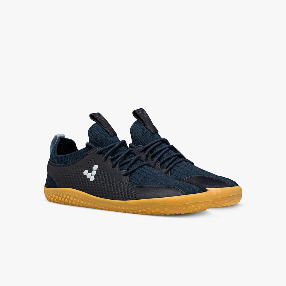 Vivobarefoot Primus Knit II Spor Ayakkabı Çocuk Black/Navy | 1652-HPGBT