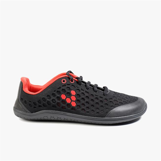 Vivobarefoot STEALTH 2 Koşu Ayakkabısı Kadın Black/Red | 3429-BVQNL